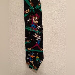 Authentic vintage Looney Tunes Mania silk tie made in Korea golf